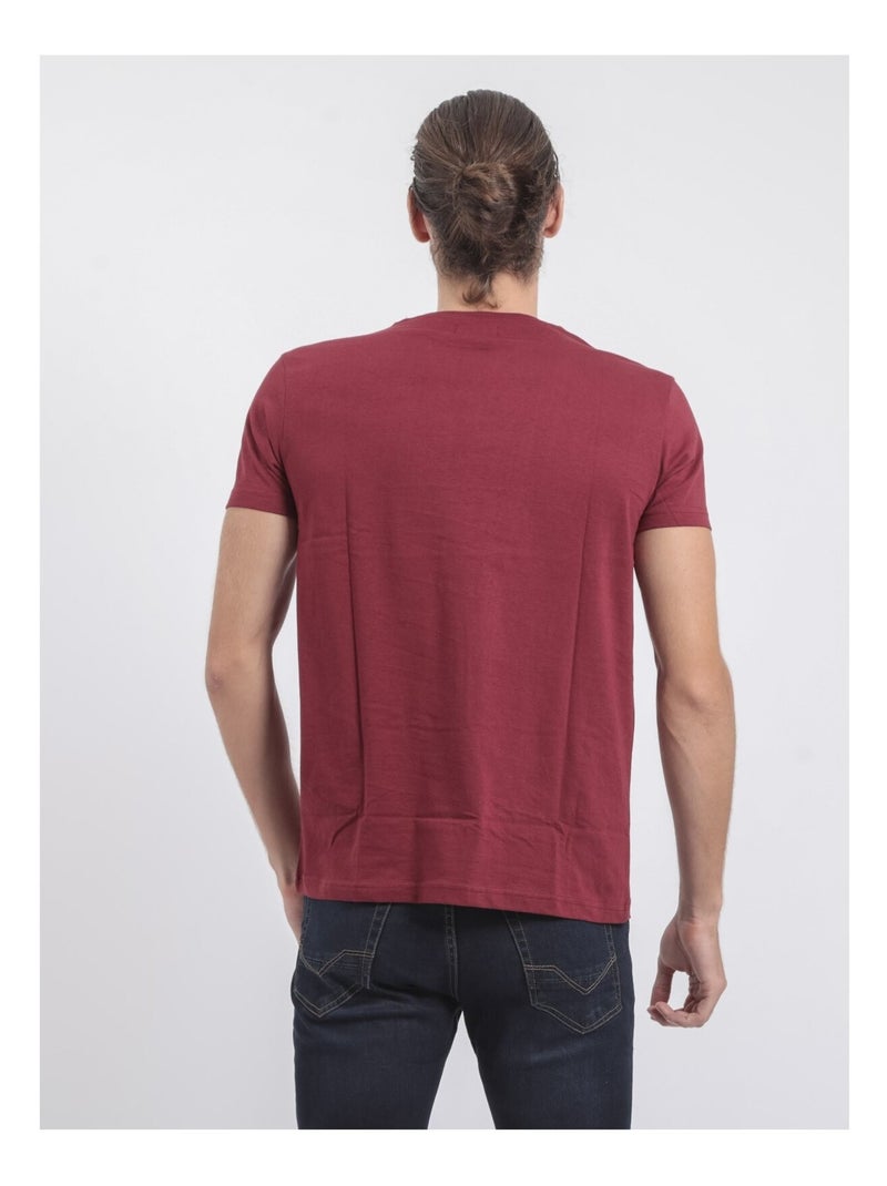 T-shirt col rond pur coton JACRAIG Bordeaux - Kiabi