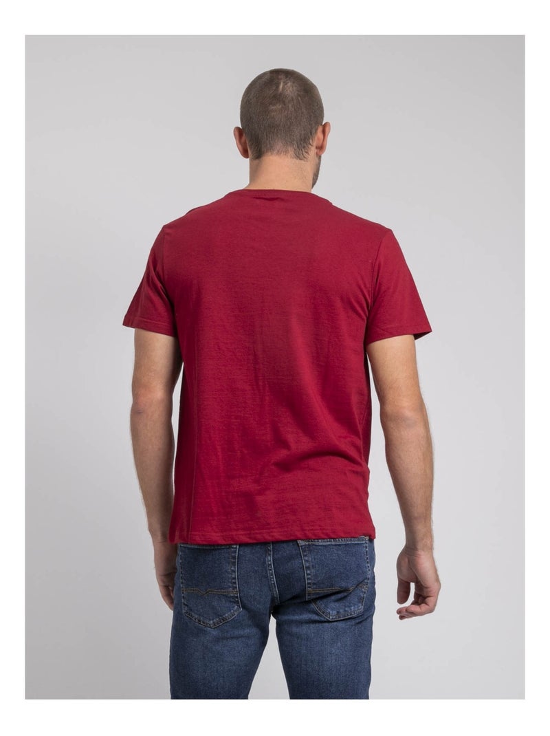 T-shirt col rond pur coton jakited Bordeaux - Kiabi