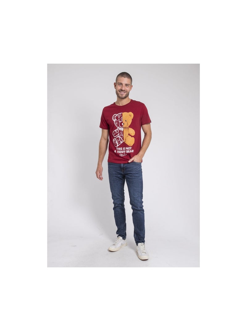 T-shirt col rond pur coton jakited Bordeaux - Kiabi