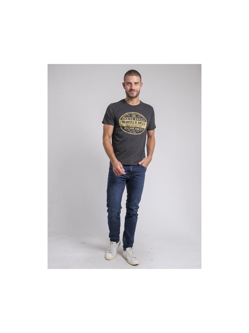 T-shirt col rond pur coton jakota Gris - Kiabi