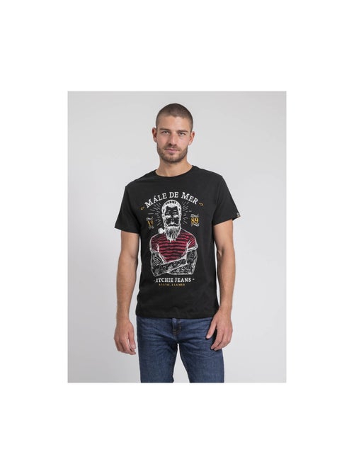 T-shirt col rond pur coton jamekong - Kiabi