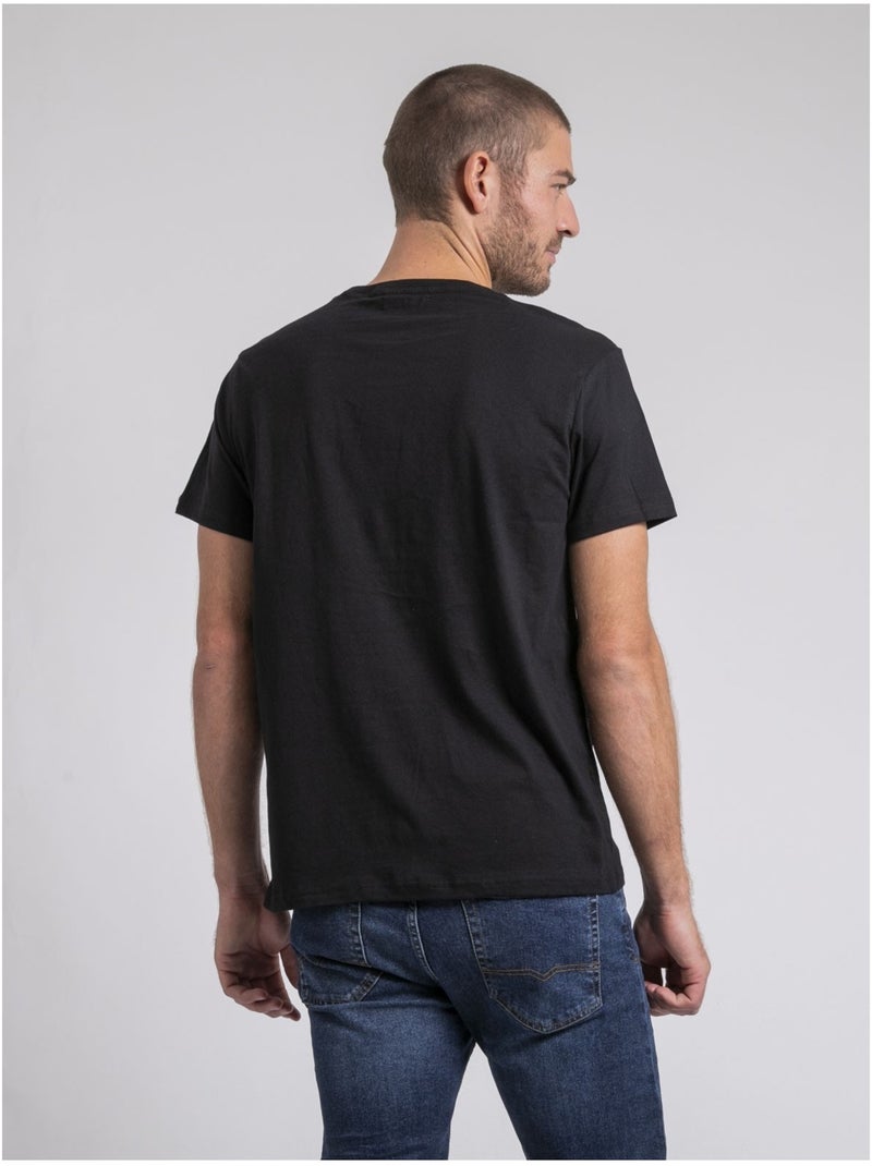 T-shirt col rond pur coton jamekong Noir - Kiabi