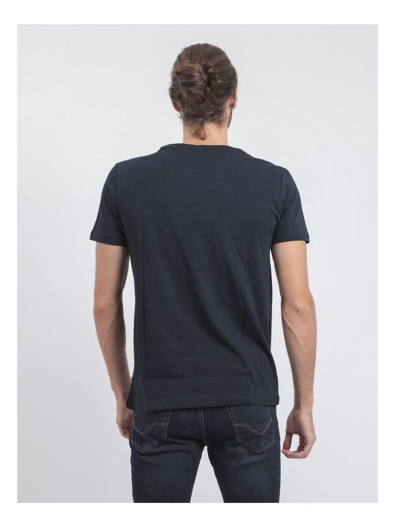 T-shirt col rond pur coton jamix Bleu marine - Kiabi