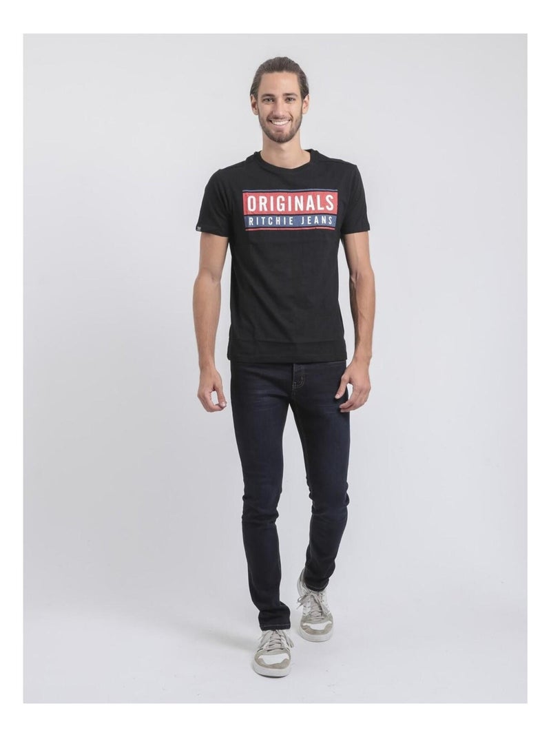 T-shirt col rond pur coton janville Noir - Kiabi