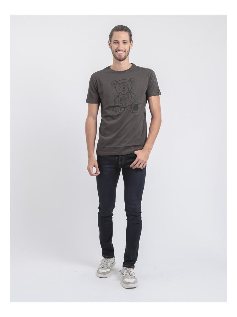 T-shirt col rond pur coton jibidel Gris - Kiabi