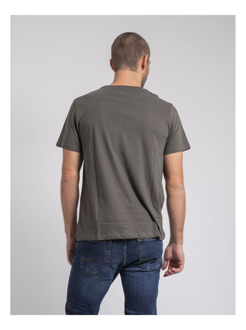 T-shirt col rond pur coton jiminal Kaki - Kiabi
