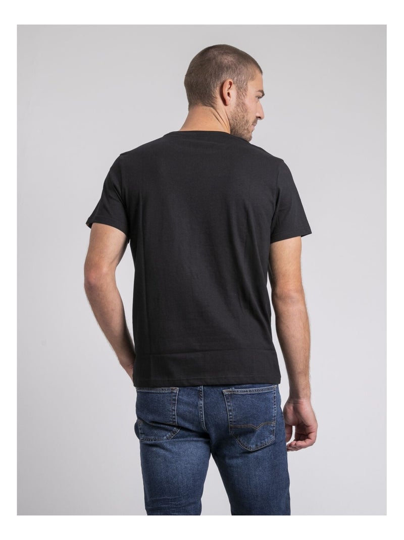 T-shirt col rond pur coton jiminal Noir - Kiabi