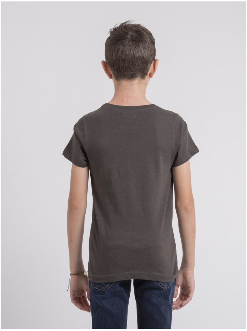 T-shirt col rond pur coton jocoby garçon Gris - Kiabi