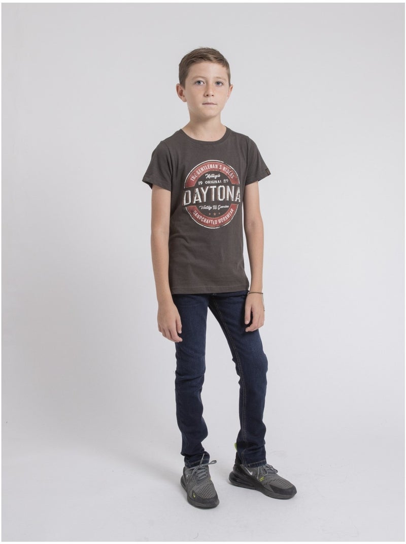 T-shirt col rond pur coton jocoby garçon Gris - Kiabi