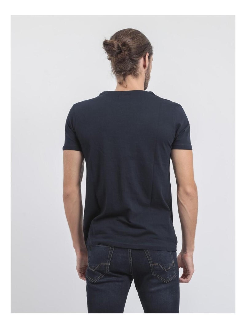T-shirt col rond pur coton jonak Bleu marine - Kiabi
