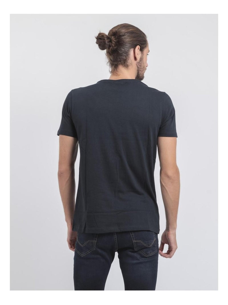 T-shirt col rond pur coton jouancy Bleu marine - Kiabi