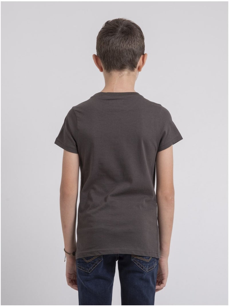 T-shirt col rond pur coton jouancy garçon Gris foncé - Kiabi