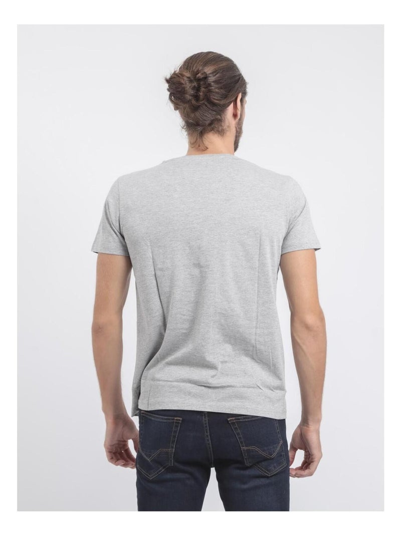 T-shirt col rond pur coton jouancy Gris clair - Kiabi