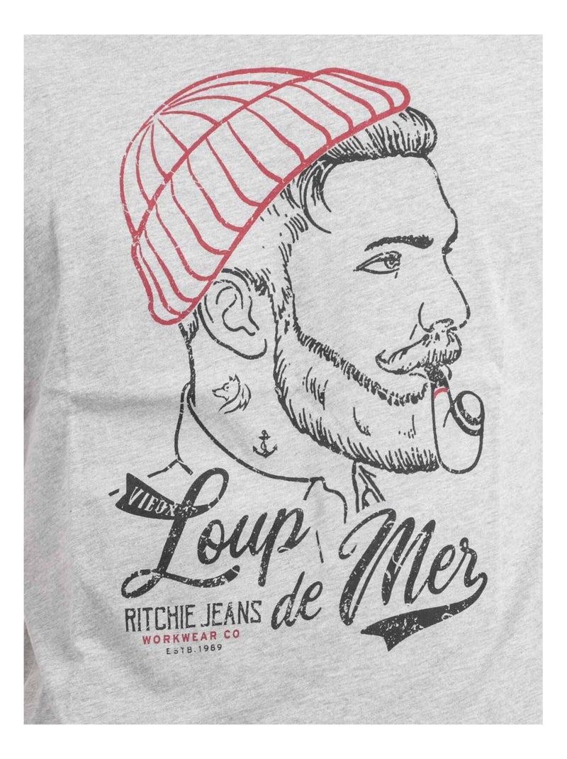 T-shirt col rond pur coton jouancy Gris clair - Kiabi