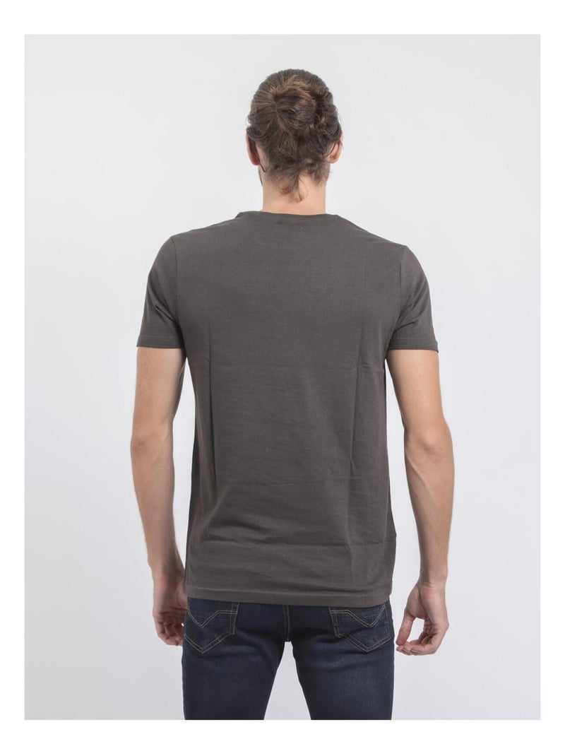 T-shirt col rond pur coton jouancy Gris foncé - Kiabi