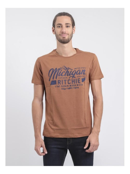 T-shirt col rond pur coton joultix - Kiabi