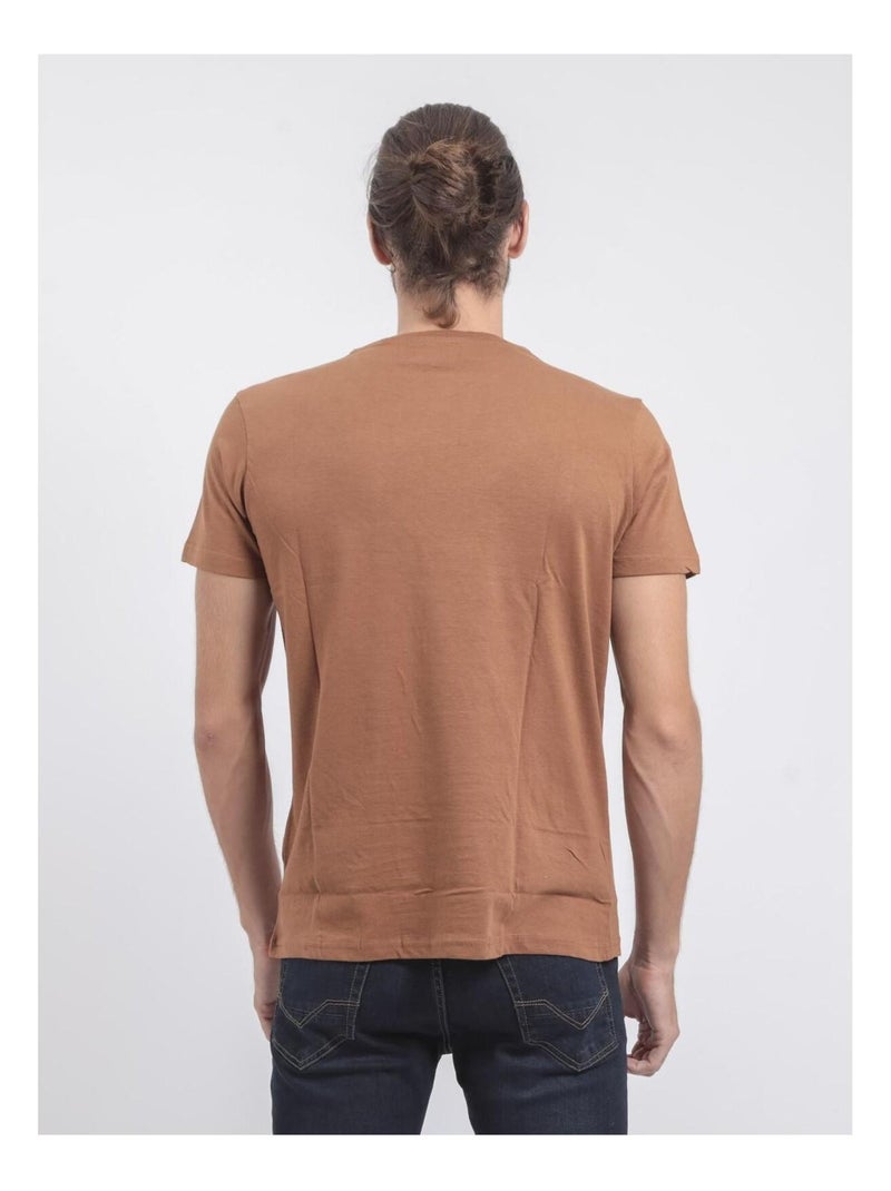 T-shirt col rond pur coton joultix Marron glacé - Kiabi