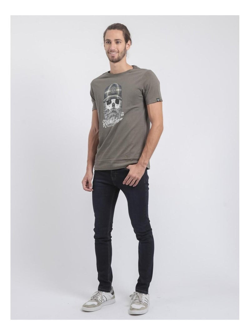 T-shirt col rond pur coton jumax Kaki - Kiabi