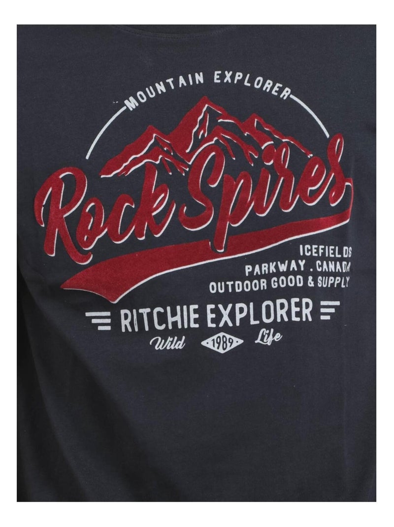T-shirt col rond pur coton jupitoli Bleu marine - Kiabi