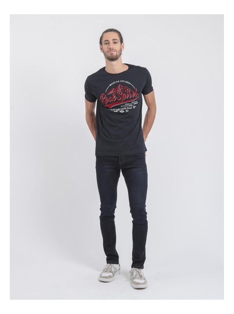 T-shirt col rond pur coton jupitoli Bleu marine - Kiabi