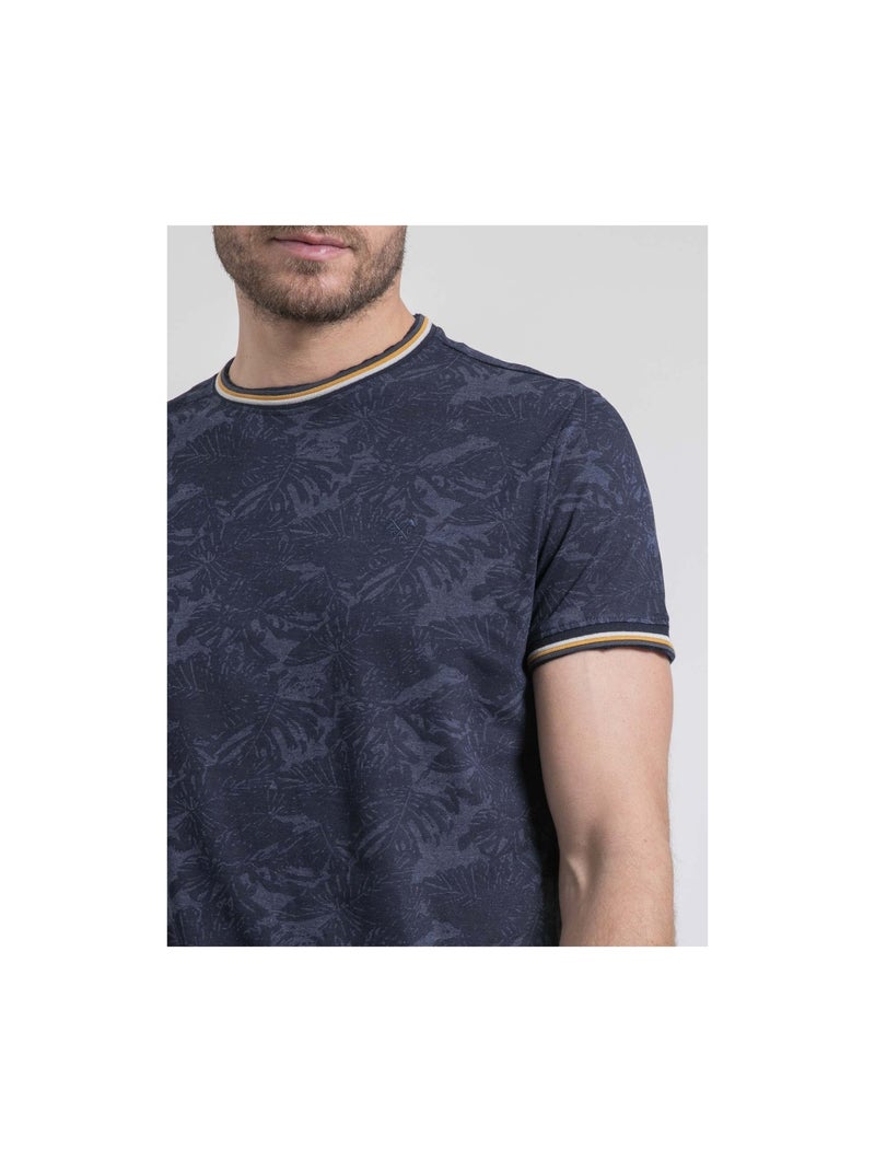T-shirt col rond pur coton nadomax Bleu marine - Kiabi