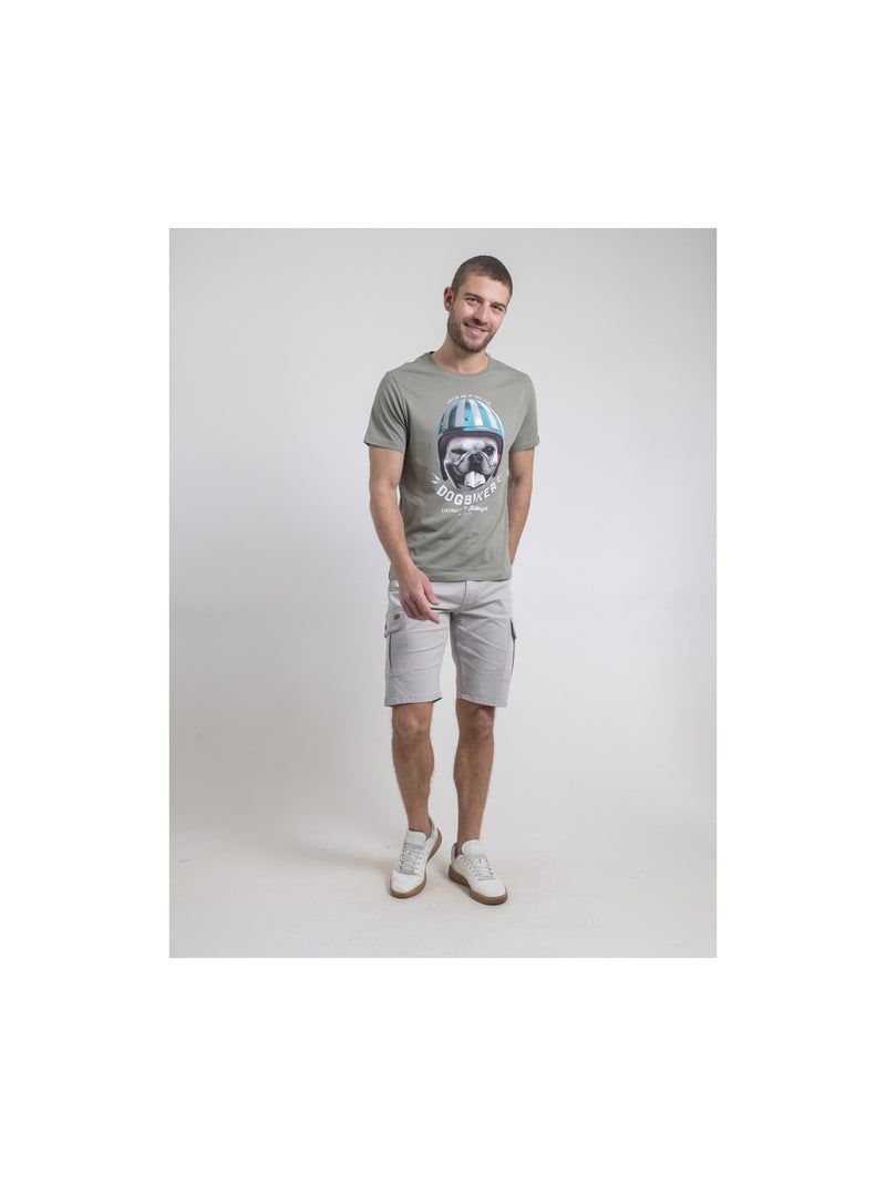 T-shirt col rond pur coton namatou Kaki - Kiabi