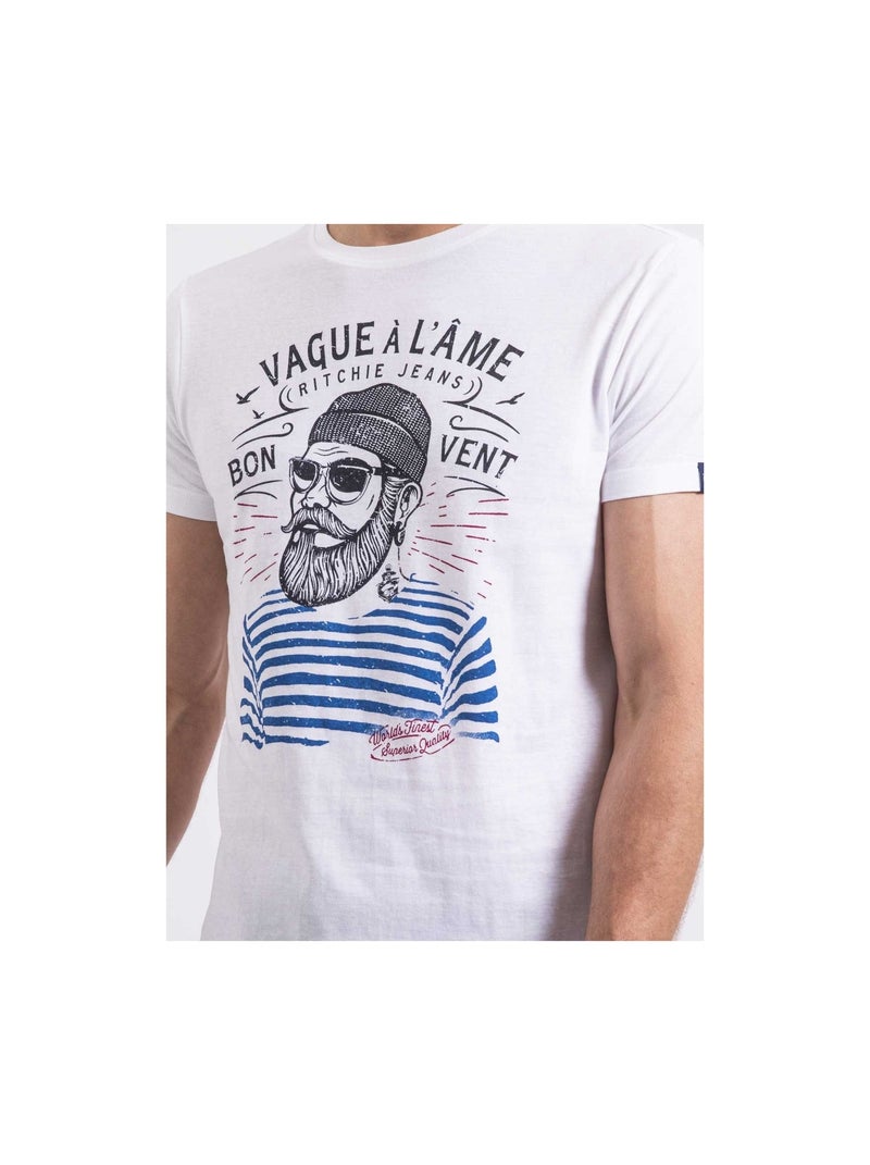 T-shirt col rond pur coton naple Blanc - Kiabi