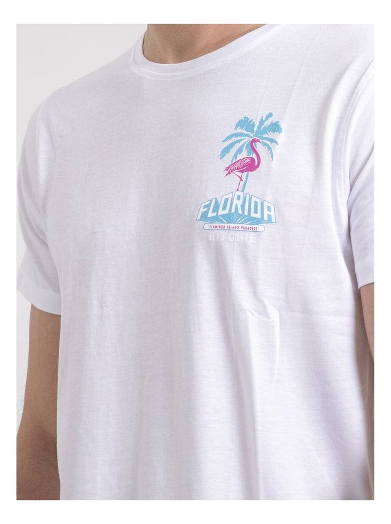 T-shirt col rond pur coton naruba Blanc - Kiabi