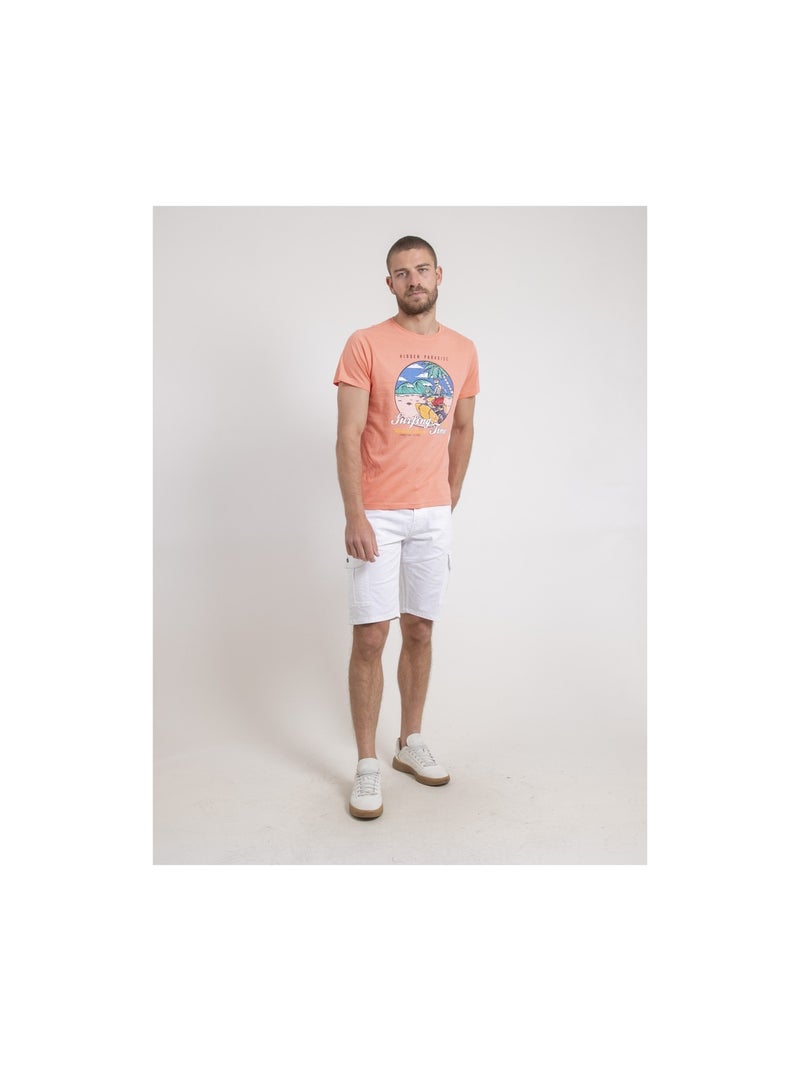 T-shirt col rond pur coton neromax Orange corail - Kiabi
