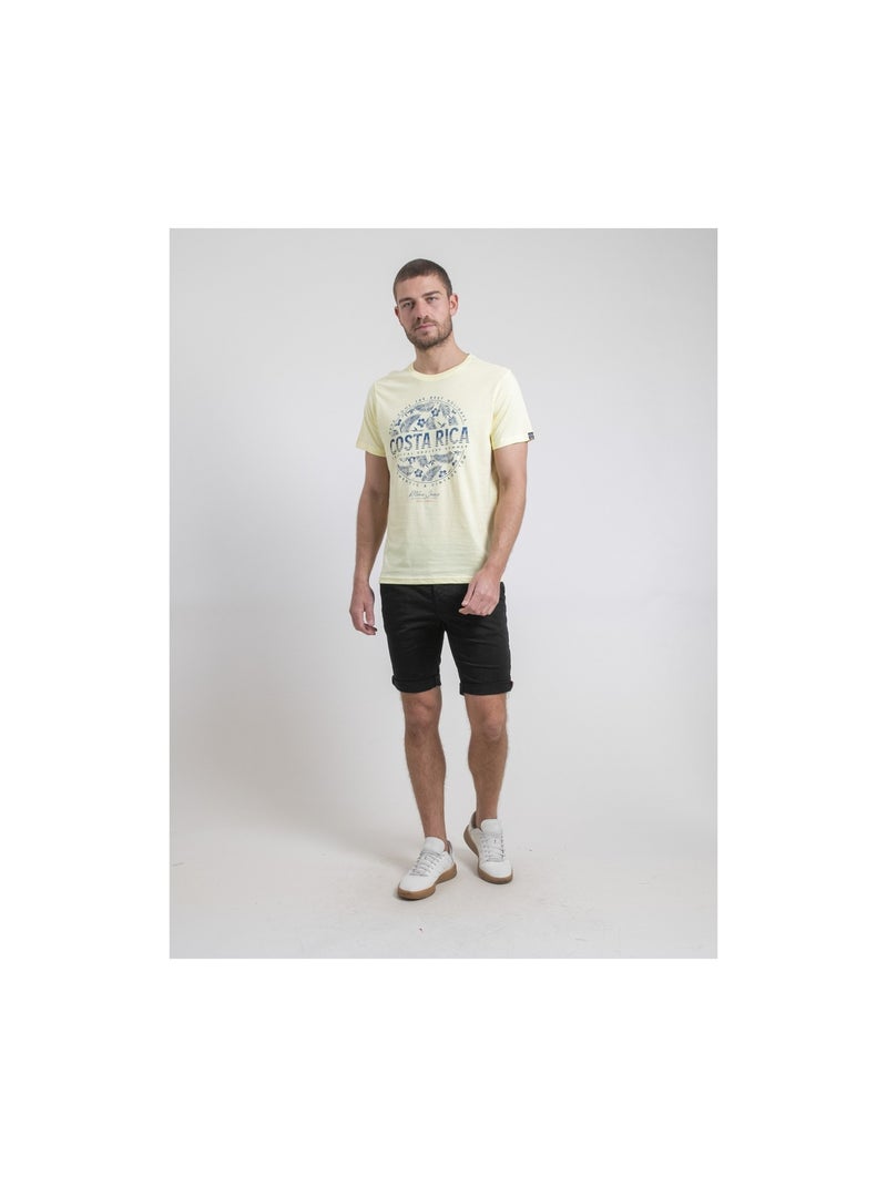 T-shirt col rond pur coton nevolta Jaune - Kiabi