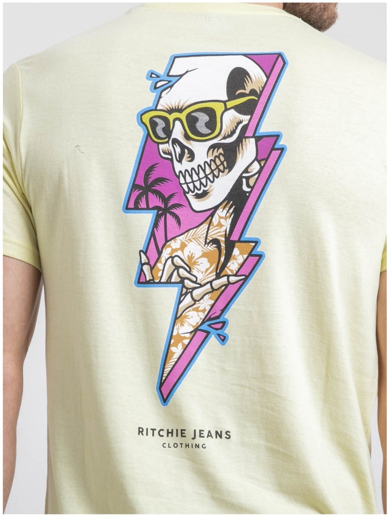 T-shirt col rond pur coton nikiskull Jaune - Kiabi