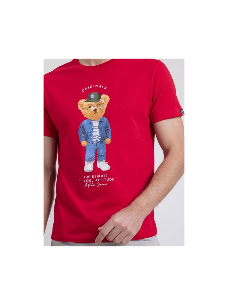 T-shirt col rond pur coton nobenito Rouge - Kiabi