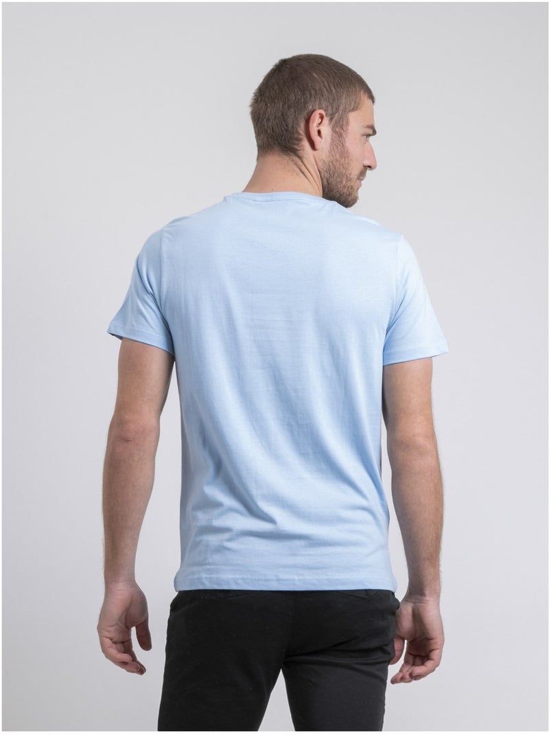 T-shirt col rond pur coton noukiwi Bleu ciel - Kiabi
