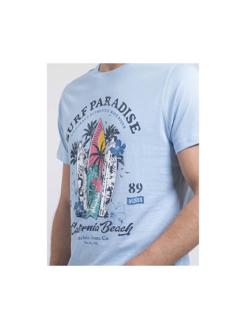 T-shirt col rond pur coton noukiwi - Kiabi