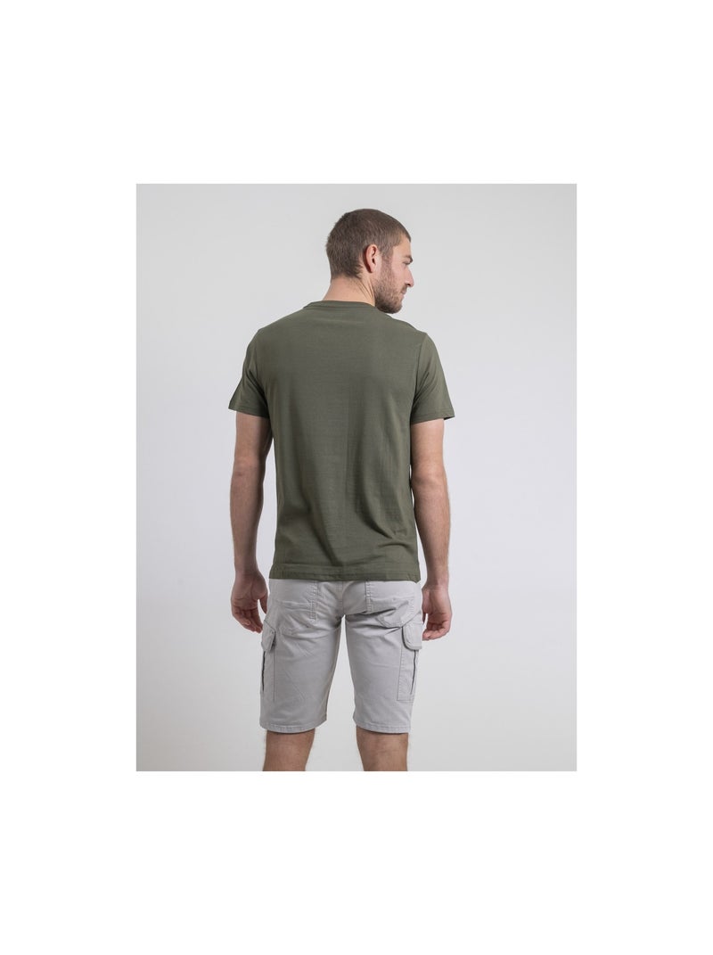 T-shirt col rond pur coton noulandy Kaki - Kiabi