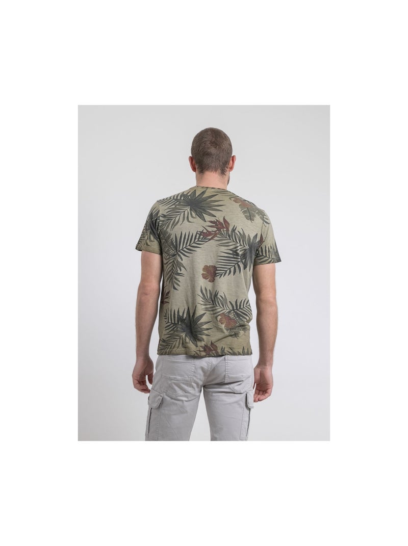 T-shirt col rond pur coton nulogan Kaki - Kiabi