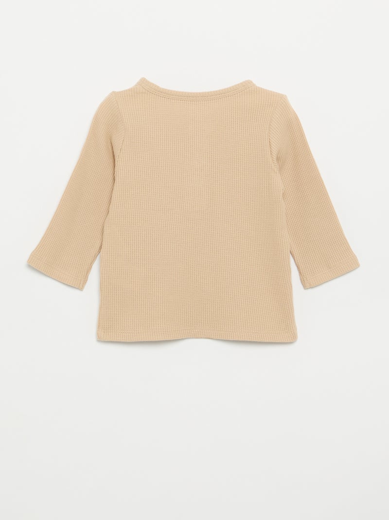 T-shirt col tunisien Beige - Kiabi