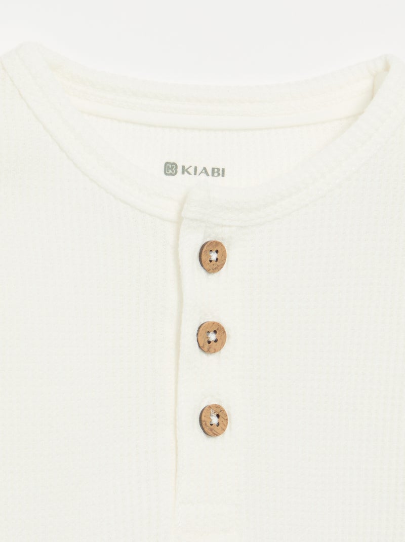 T-shirt col tunisien Blanc - Kiabi