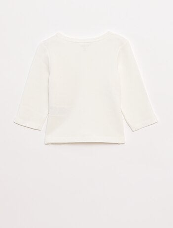 T-shirt col tunisien en maille gaufrée