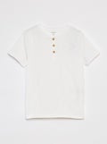 T-shirt col tunisien manches courtes blanc - Kiabi