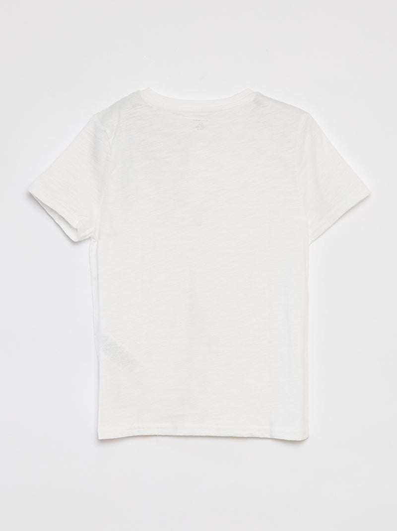 T-shirt col tunisien manches courtes blanc - Kiabi
