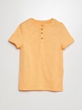 T-shirt col tunisien manches courtes Orange - Kiabi