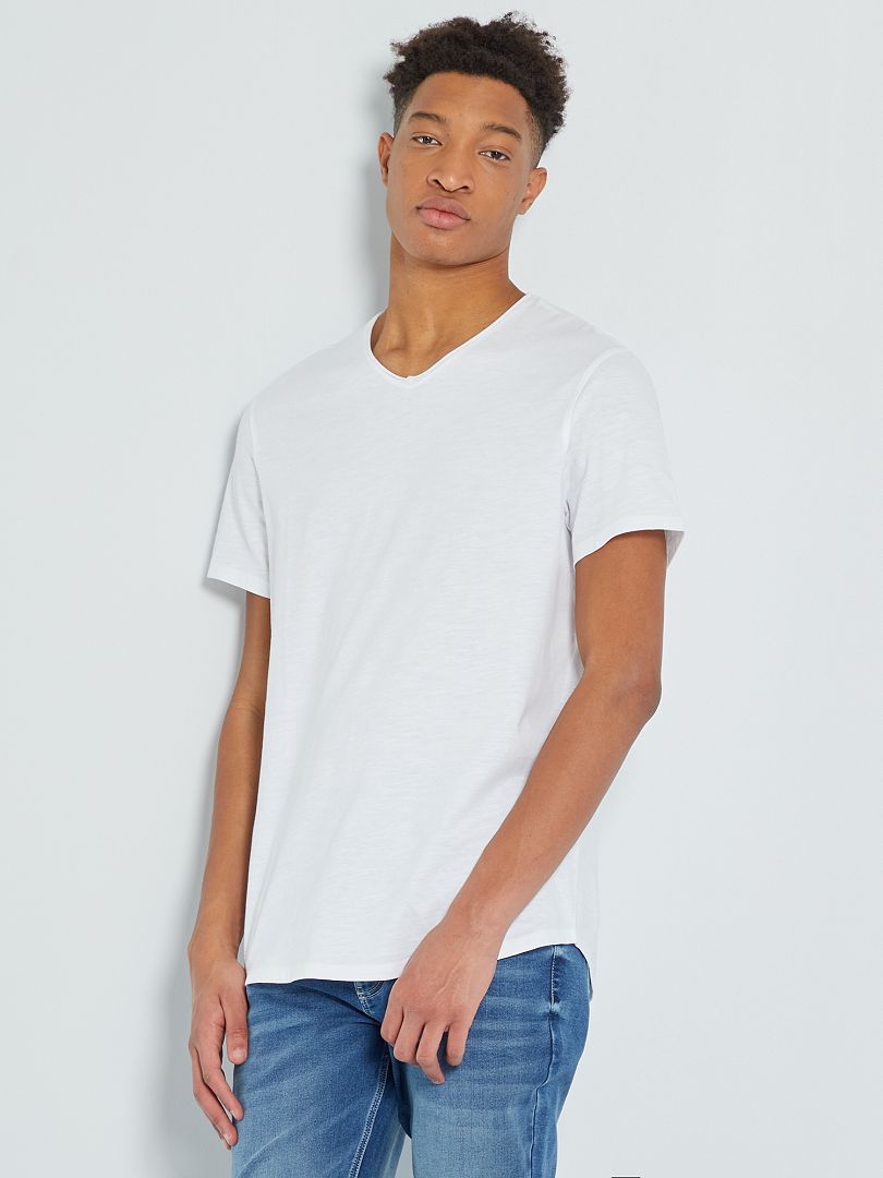 T-shirt col V +1m90 blanc - Kiabi