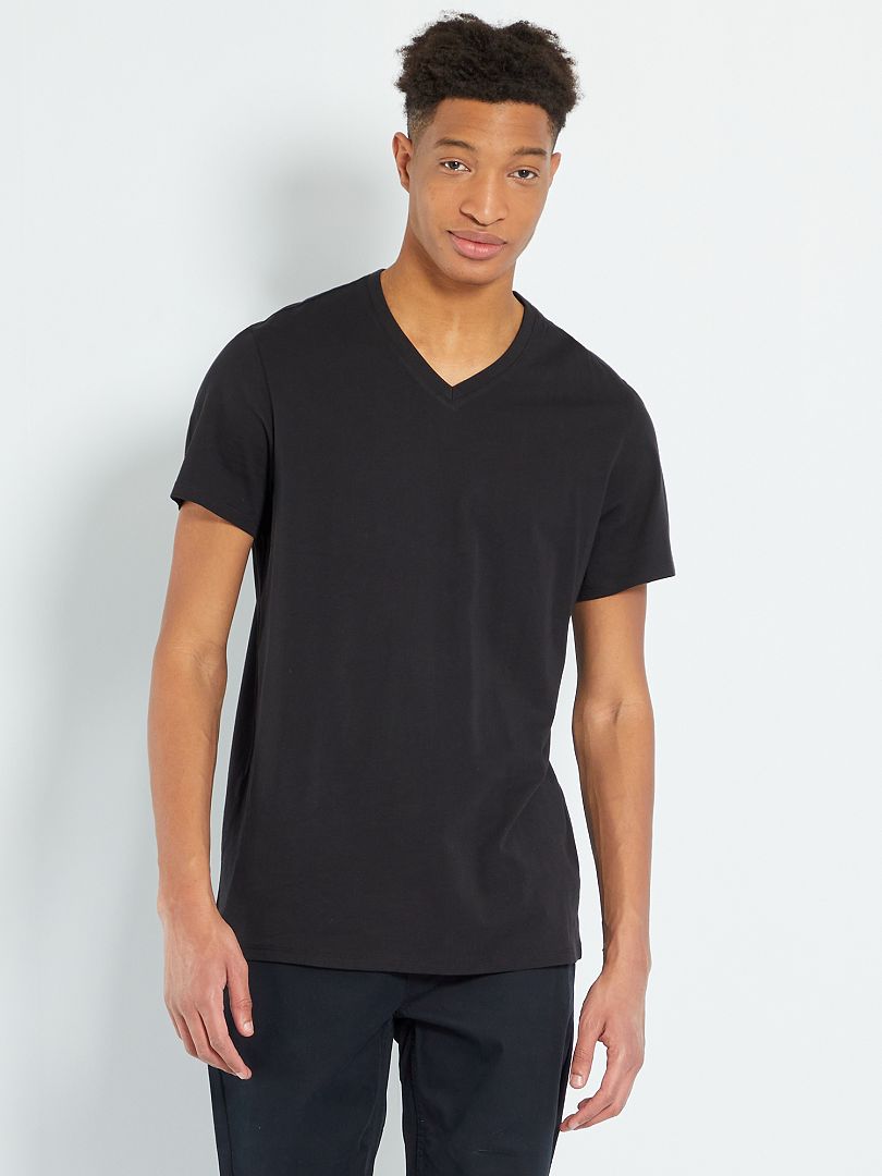 T-shirt col V +1m90 noir - Kiabi