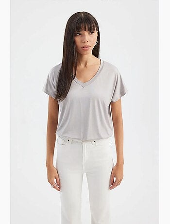 T-shirt col v à manches courtes, coupe décontractée hiccup