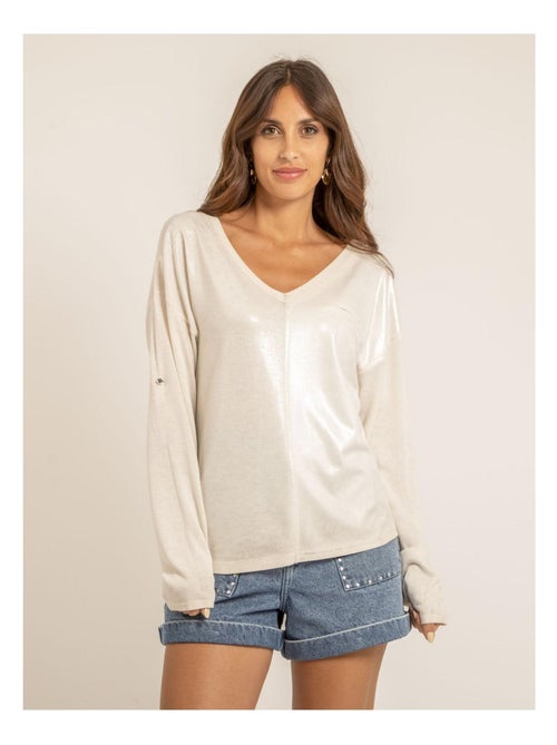 T shirt col v bimatiere filinie - Kiabi