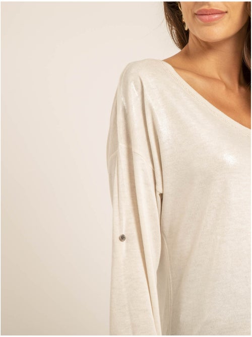 T shirt col v bimatiere filinie - Kiabi