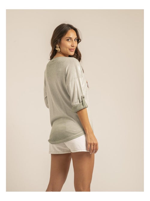 T shirt col v bimatiere filinie - Kiabi