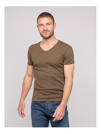 T shirt col v coton worko