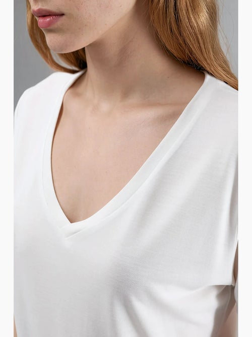 T-shirt col v modal manches courtes busem - Kiabi